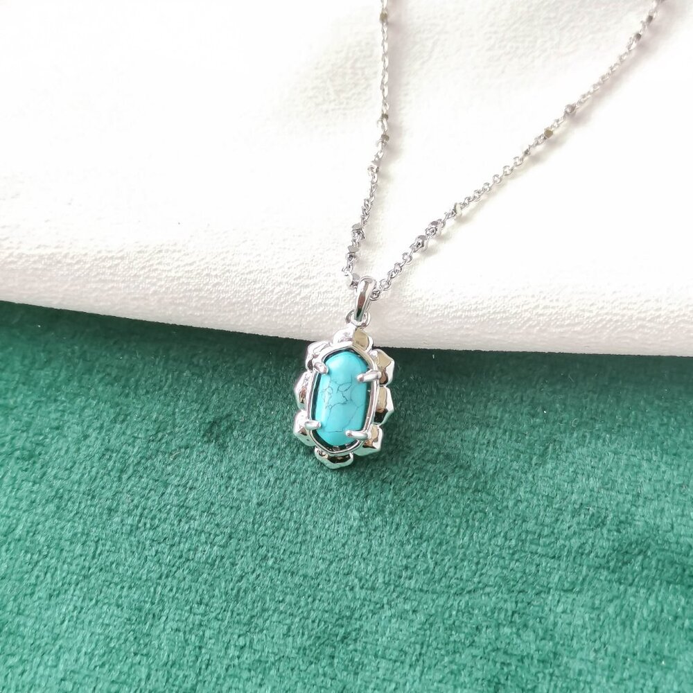 New Kendra Scott Silver Necklace - Piper Variegated Turquoise
